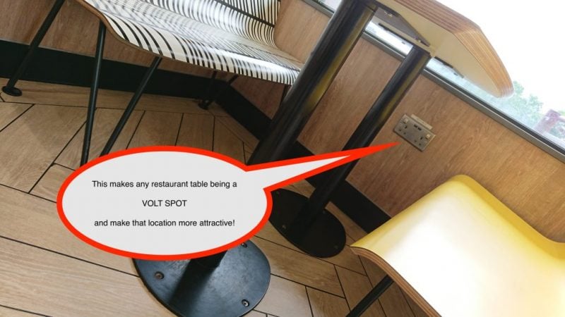 power socket to charge your device in a restaurant